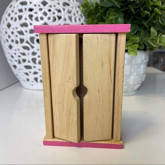 Doll House Wooden Wardrobe with Pink Accents 1:12 Scale - Picture 9 of 9